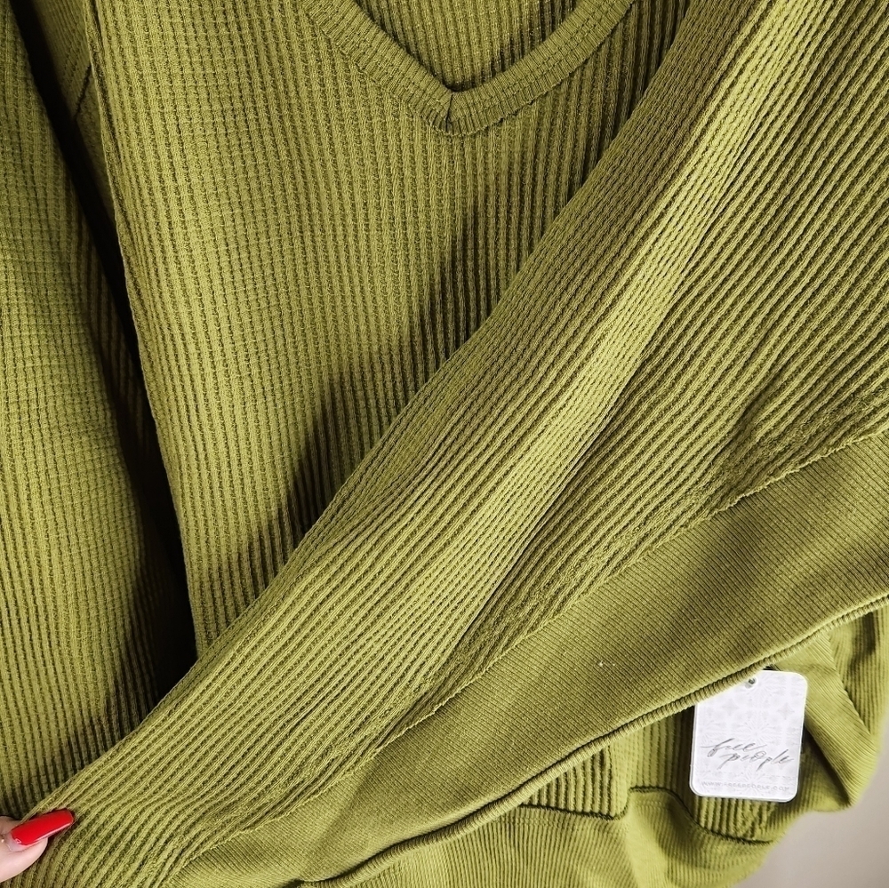 Free People NWT Santa Clara Thermal In Ferngully Green Size XSmall - Picture 2 of 14